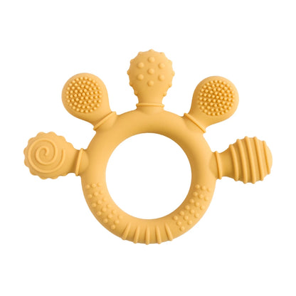 Colorful 5-Finger Silicone Teething Ring – Multi-Directional Bite, BPA-Free, Easy to Clean, Shape & Color Cognition Gift