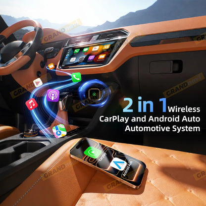 CarPlay Wireless Orange Adapter 2026 New Plug & Play Auto Connect No Delay Converts Wired to Wireless iPhone & Android