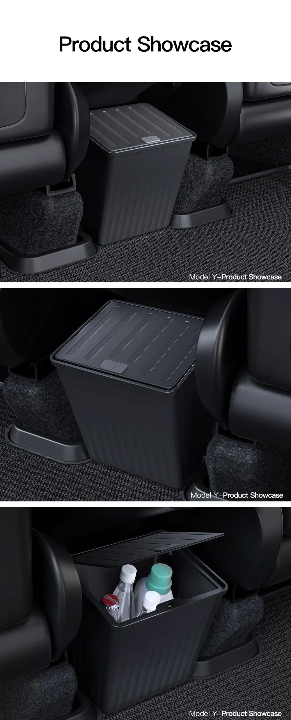 YZ For Tesla Model 3 Higland Y Juniper 2026 Rear Trash Can Storage Box With Cover Car Speical Organizer Umbrella Box Accessories