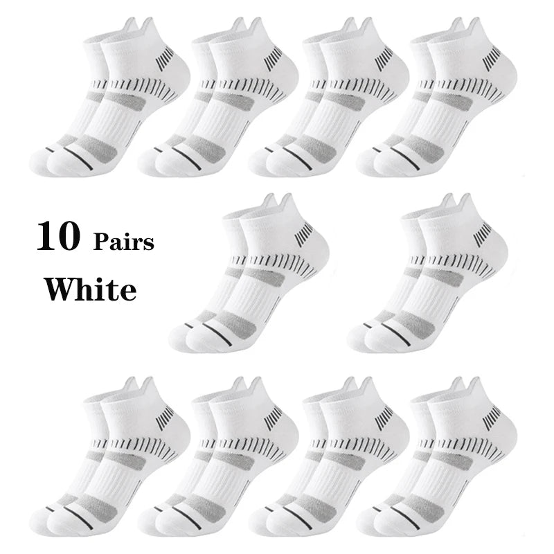 10 Pairs Running Ankle Socks Men Cotton Breathable Soft Short Socks Casual Black White Athletic Fitness Sport Socks