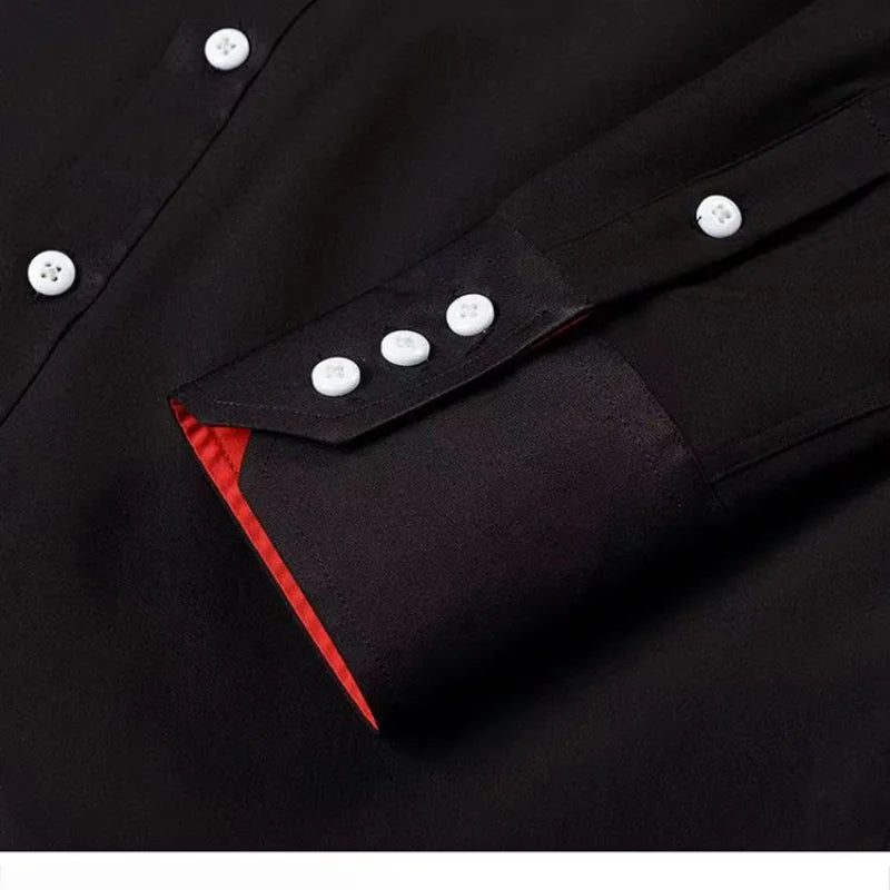 Men Designer Dress Shirt Button-down Collar Korean Fashion Male Formal Business Slim Fit Casual Long Sleeve White Shirts Autumn