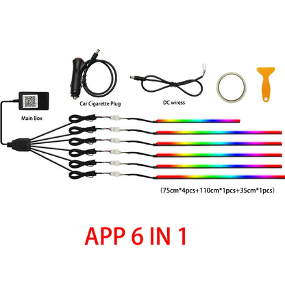 22in1 Symphony Car Ambient Light RGB 213 Color Universal Car Accessories Interior LED Lights Strip Acrylic Backlight Guide Light