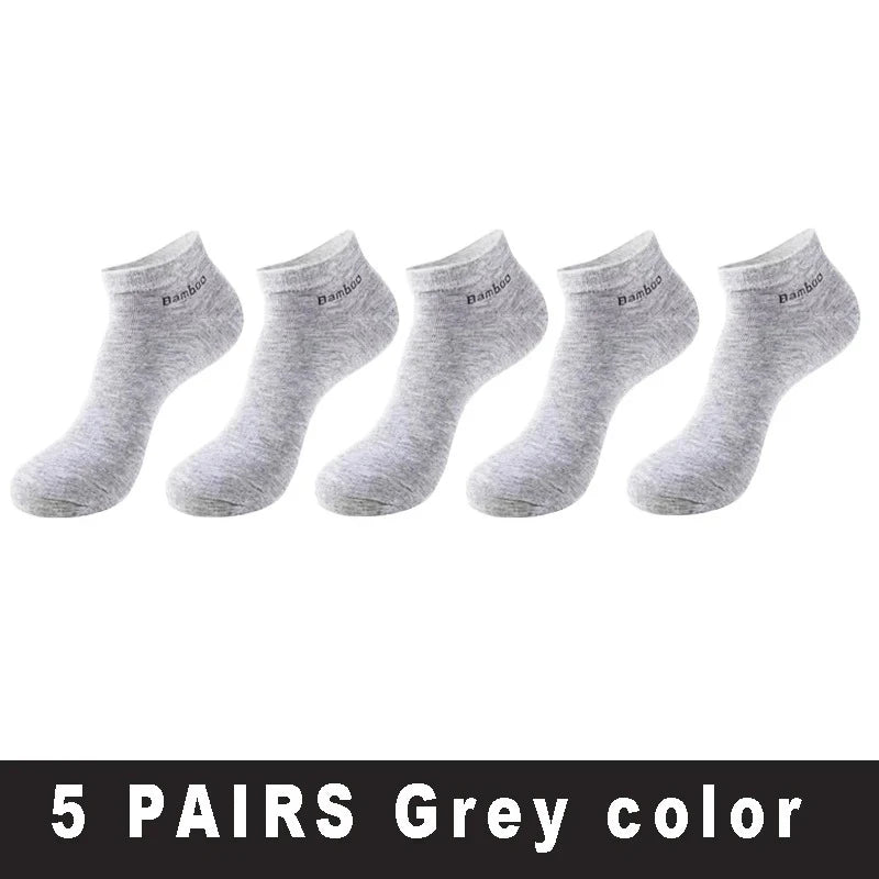1/5/10 Pairs Men's Bamboo Fiber Ankle Socks High Quality Breathable Anti-Bacterial Casual Short Socks Size 38-45