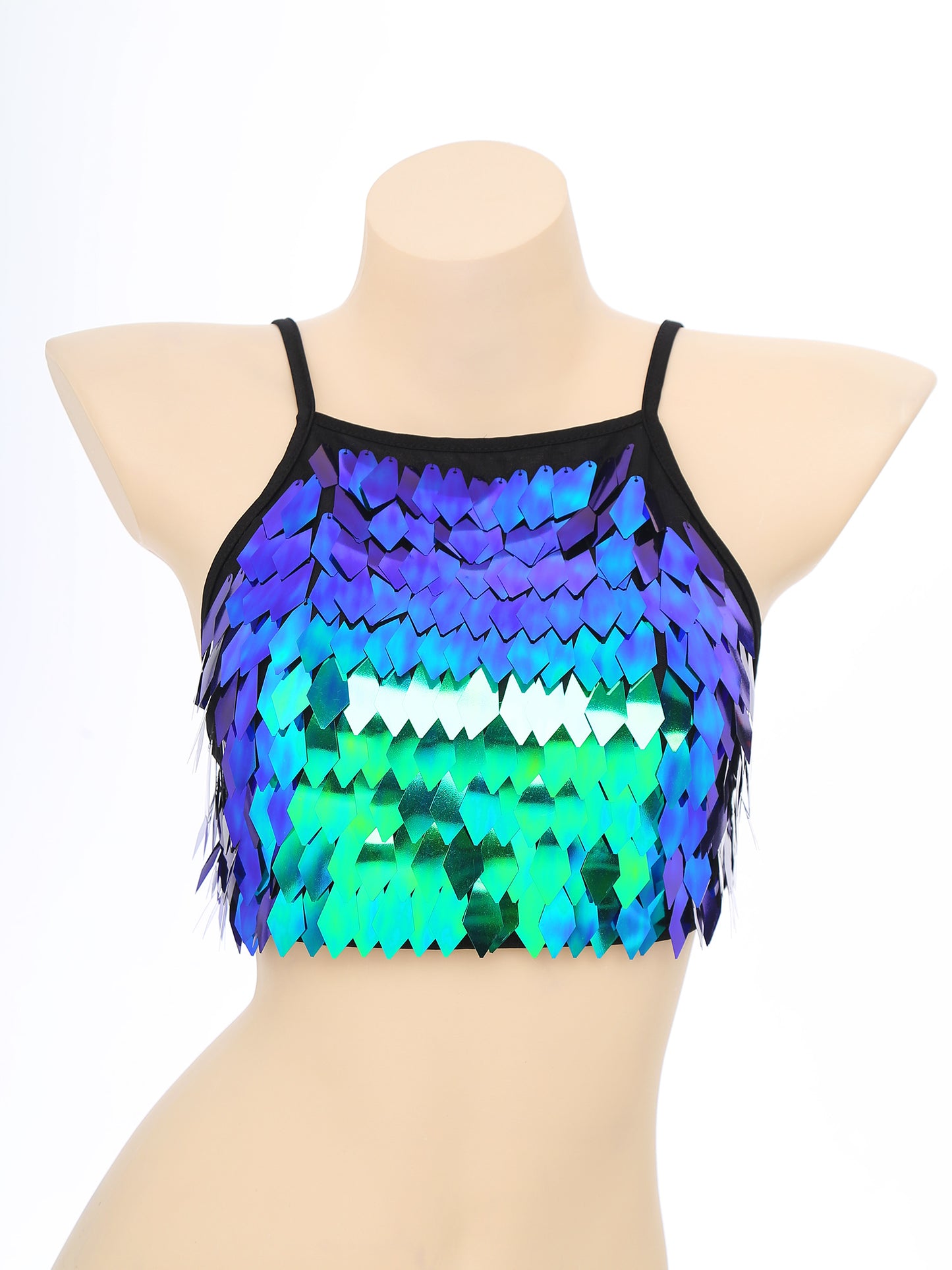 Shiny Sequin Tassel Bra Top Sexy Mini Lace-up Tank Top Camisole for Women Dancing Nightclub Crop Top Vests Bralettle Clubwear
