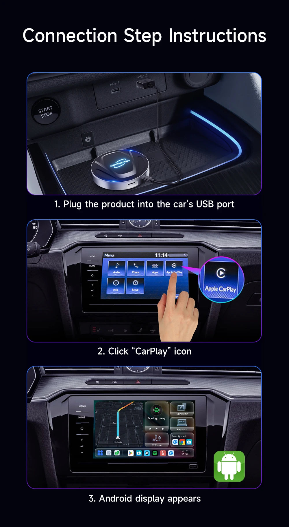 Android 13 HEYINCAR CarPlay AI Box Qualcomm SM6225 Wireless CarPlay Android Auto Smart TV Box For Netflix YouTube 4+64G 8+128G