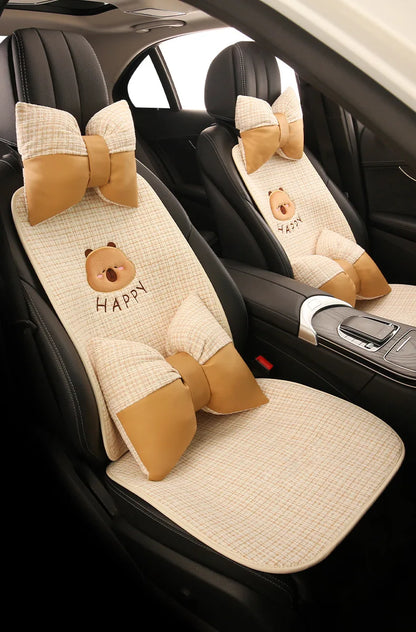Bear Plush Seat Cushion Cover Universal Skin-Friendly Cute Soft Car Pillow Case Autumn Winter Decorative Seat Accessories