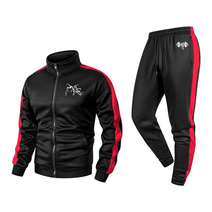 Men Sport Suit Two People Fitness Pattern Print Training Jogging Fitness Set 2 Pieces Autumn and Winter Tracksuit Sportswear