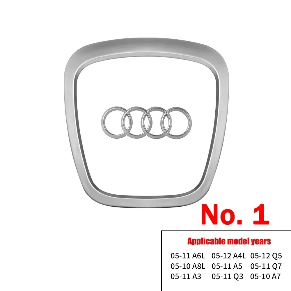 Audi Automobile Steering Wheel Logo Bright Frame Strip Electroplated Sticker Emblem For A3 A4 B8 8P B9 8V A5 A6 C7 A7 Q3 Q5 Q7