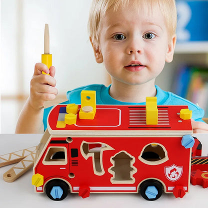 Montessori Wooden Toys Pretend Play Tools Construction Toy Nut Screw Disassembly Assembly Toolbox  Educational Toys for Kids