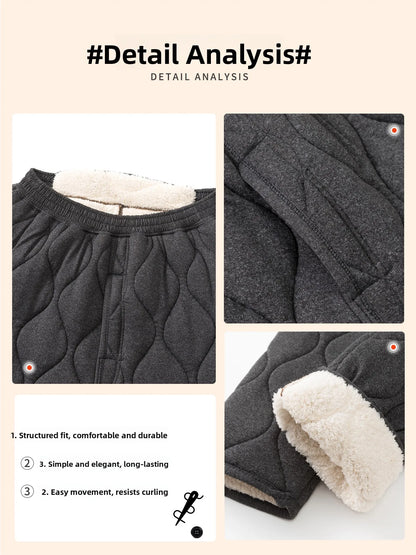 Thickened Fleece Lined Warm Cotton Pants for Men Business Casual Straight Leg Trousers Winter New Style Dad Elderly Warmth
