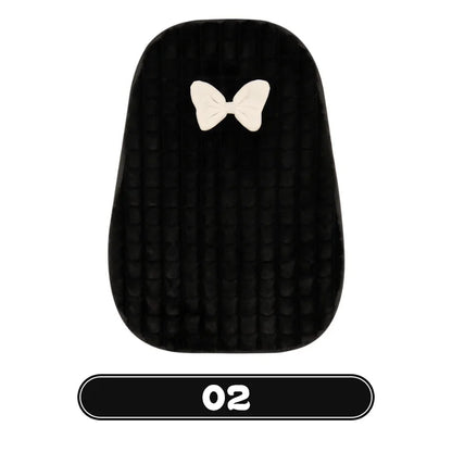 Bowknot Women's Car Seat Cover Winter Plush Warm Girl Cute Car Cushion Pink Bow Headrest Waist Car Interior Accessories