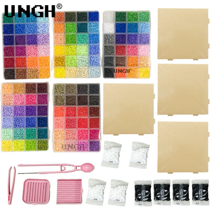 UNGH 40000pcs 2.6mm Perler Mard Bean Box with 4pcs baseplate Fusion Bean Handmade DIY Jewelry Bracelet Earrings Accessories