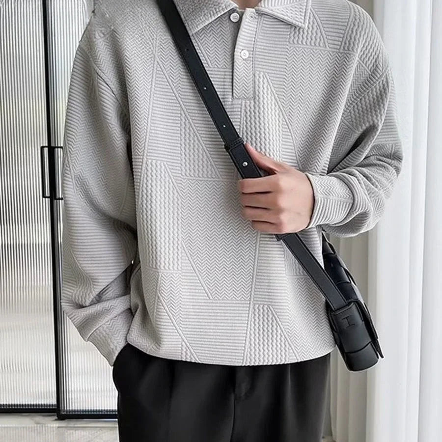 Unicolor Baggy Man Sweatshirt Long Sleeve Polo T Shirt for Men Plain Harajuku Fashion Aesthetic Emo Elasticity Tee Y2k Pullovers