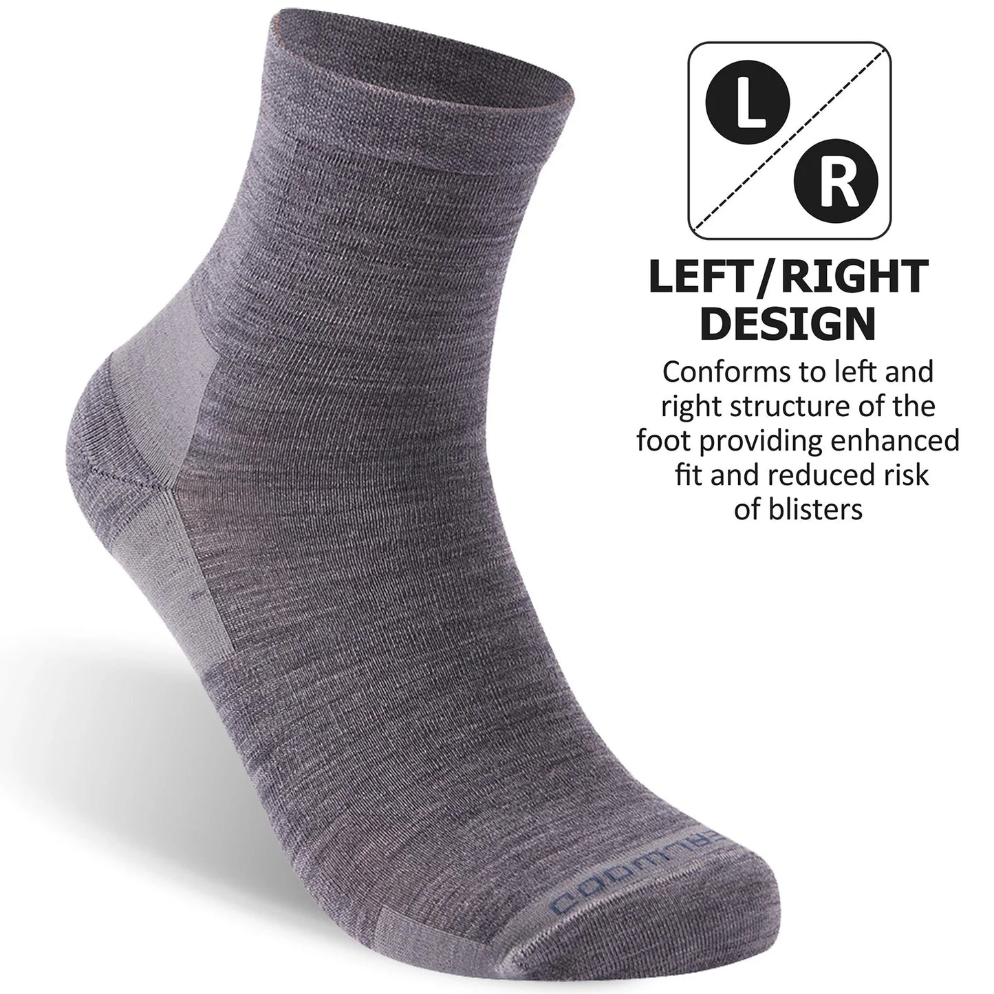 ZEALWOOD 3 Pairs Lifestyle Series Merino Wool Running Socks Men Women Crew Anti-blister Cushion Athletic Sock Ultra-Light Tennis