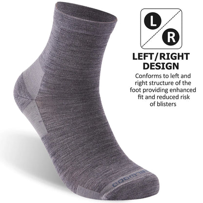 ZEALWOOD 3 Pairs Lifestyle Series Merino Wool Running Socks Men Women Crew Anti-blister Cushion Athletic Sock Ultra-Light Tennis