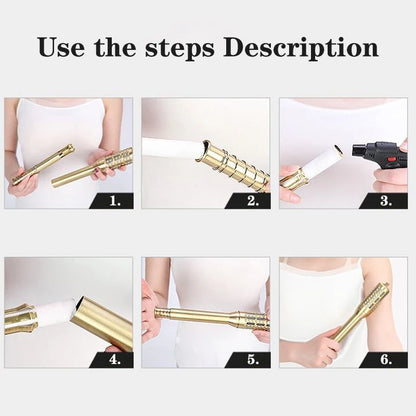 Brass Rotable Massage Stick Handhold Moxa Roll Burner Acupoint Pressure Massager Warm Body Acupuncture Meridian Health Care