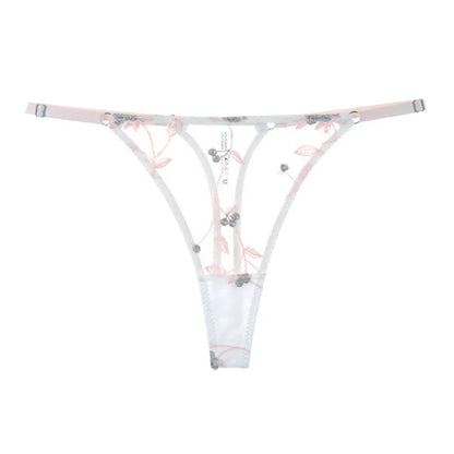 Sexy Soft Mesh Bra Set, Embroidered Ultra Thin T Back,Comfortable Transparent Lingerie for Women, Slimming Breathable Inner Wear