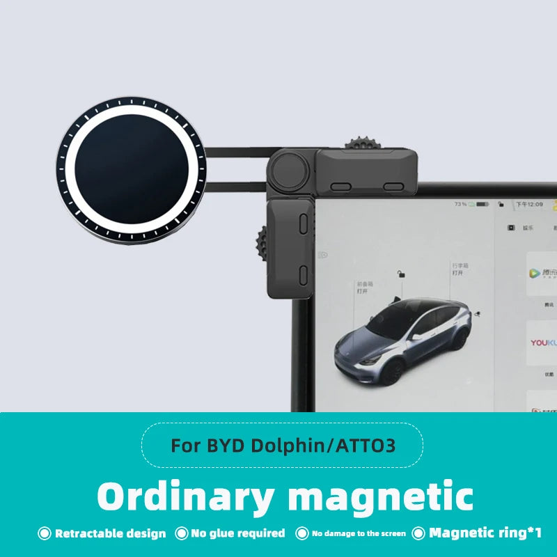 TEEQ for BYD Atto3 Dolphin Seal U DM-i Song Plus Car Phone Holder Mount Adjustable Magnetic Car Phone Support Frame Accessories