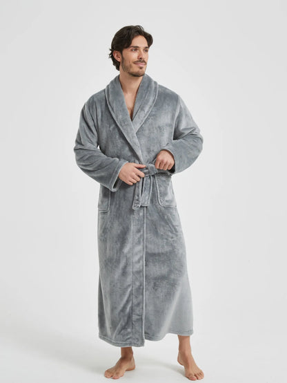 American-Style Autumn/Winter Couples' New Bathrobe, Morning Robe, Nightgown Men's Winter Pyjamas, Homewear Flannel Nightgown