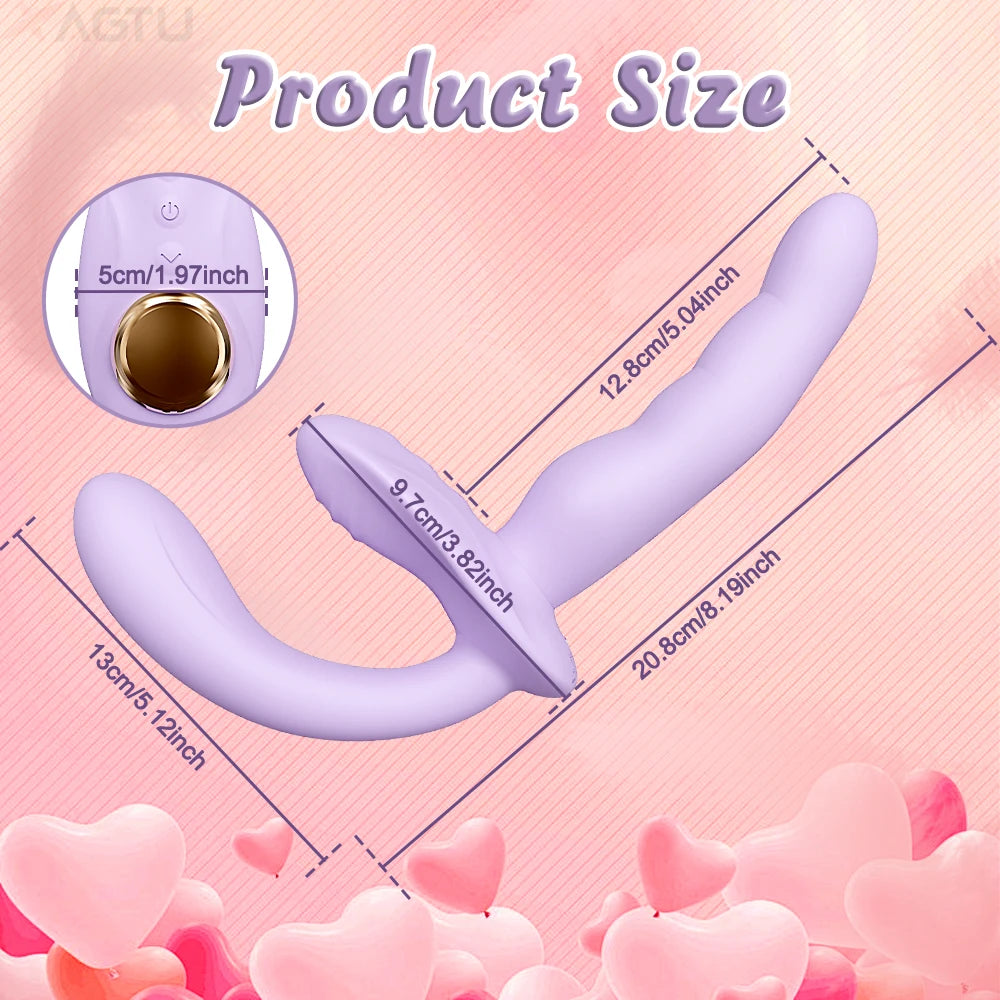 APP Strapless Strap-On G-Spot Dildo Vibrator Realistic Double-Ended Vibrating Butt Plug Anal Sex Toys for Women Lesbians Couples
