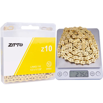 ZTTO MTB Road 10 Speed Bike Chain Silver Gold Rainbow SL SLR 10s Bicycle Power Lock High Quality 116 Links 10v Current