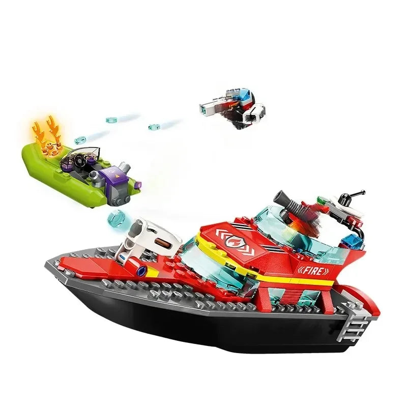 Suitable for city series fire command car boys and girls educational assembling building block toys children's Christmas gifts