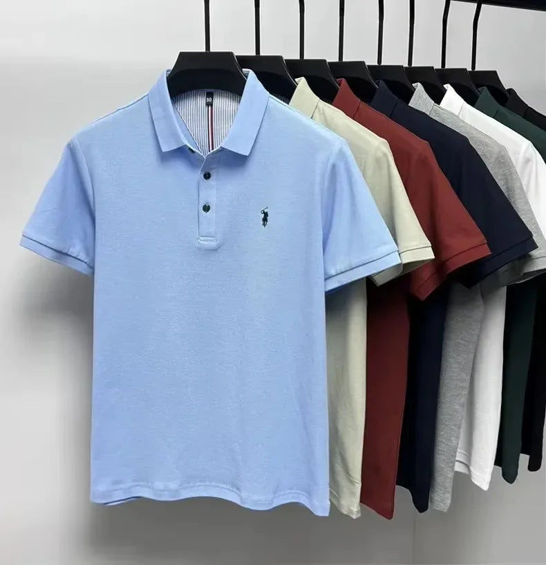 High end brand 100% cotton short sleeve polo shirt men luxur pony embroidery comfort breathable fashion T-shirt summer new top