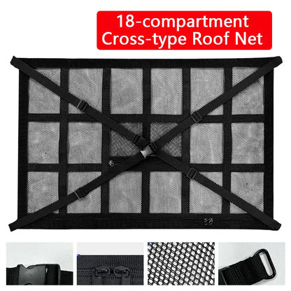 Car Ceiling Cargo Net Strong Load-Bearing Mesh Car Roof Storage Organizer Car Ceiling Net Storage For SUV Long Trip Camping