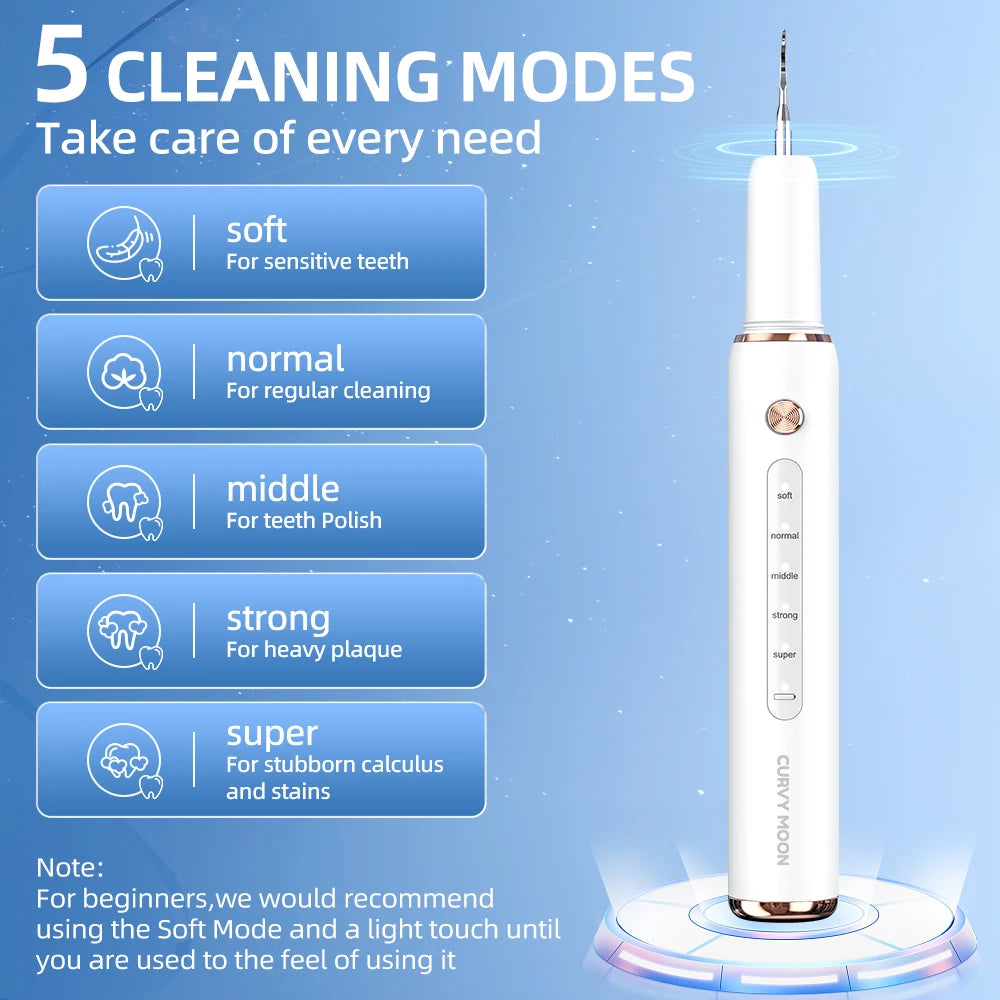CURVY MOON Ultrasonic Plaque Remover for Teeth T4 UV Disinfection Dental Tartar Calculus Remover Teeth Cleaning Oral Care Kit
