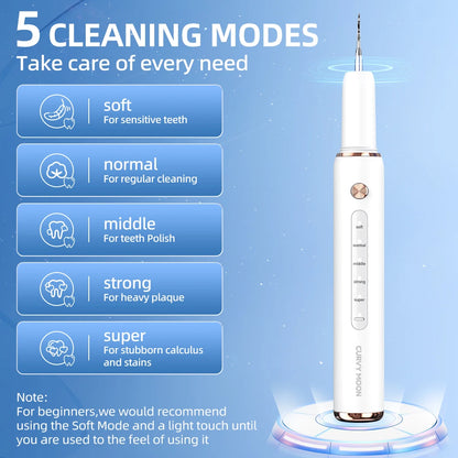 CURVY MOON Ultrasonic Plaque Remover for Teeth T4 UV Disinfection Dental Tartar Calculus Remover Teeth Cleaning Oral Care Kit
