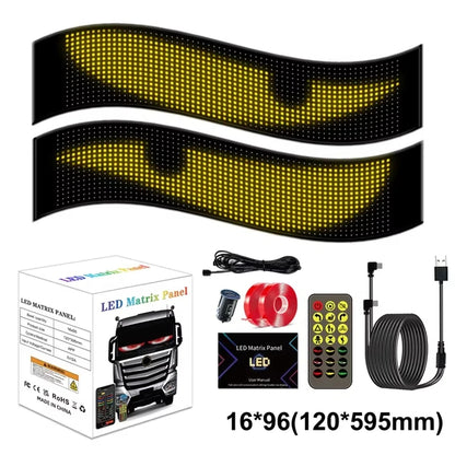 Dynamic Devil Eyes Light for Car Truck Windshield Programmable LED Display Flexible Soft Screen DIY Bluetooth APP Remote Control