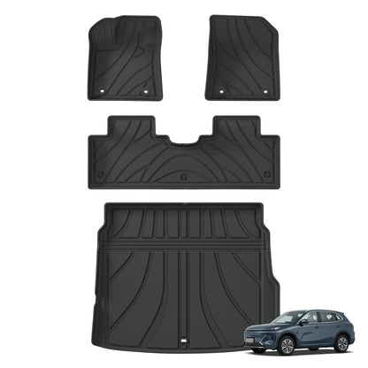 Left Drive for Geely EX5 EM-i 2025 2026 LHD Car Floor Mats Cargo Liner Trunk Pad TPE 3D Foot Mat Waterproof All Weather BLACK