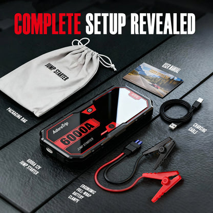 AdoreTrip Car 6250A Portable 12V Jump Starter Power Bank Auto Battery Booster Starter Device For Pickups SUV OffRoad 4x4