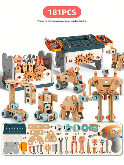 Kids Tool Set DIY Nut Assembly Puzzle Simulated Screwing Toolbox Early Educational Disassembly Repair Kit STEM Montessori Toys