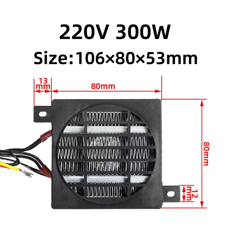 220V 300W AC constant temperature Electric Heater PTC fan heater Small Space Heating 106*80mm