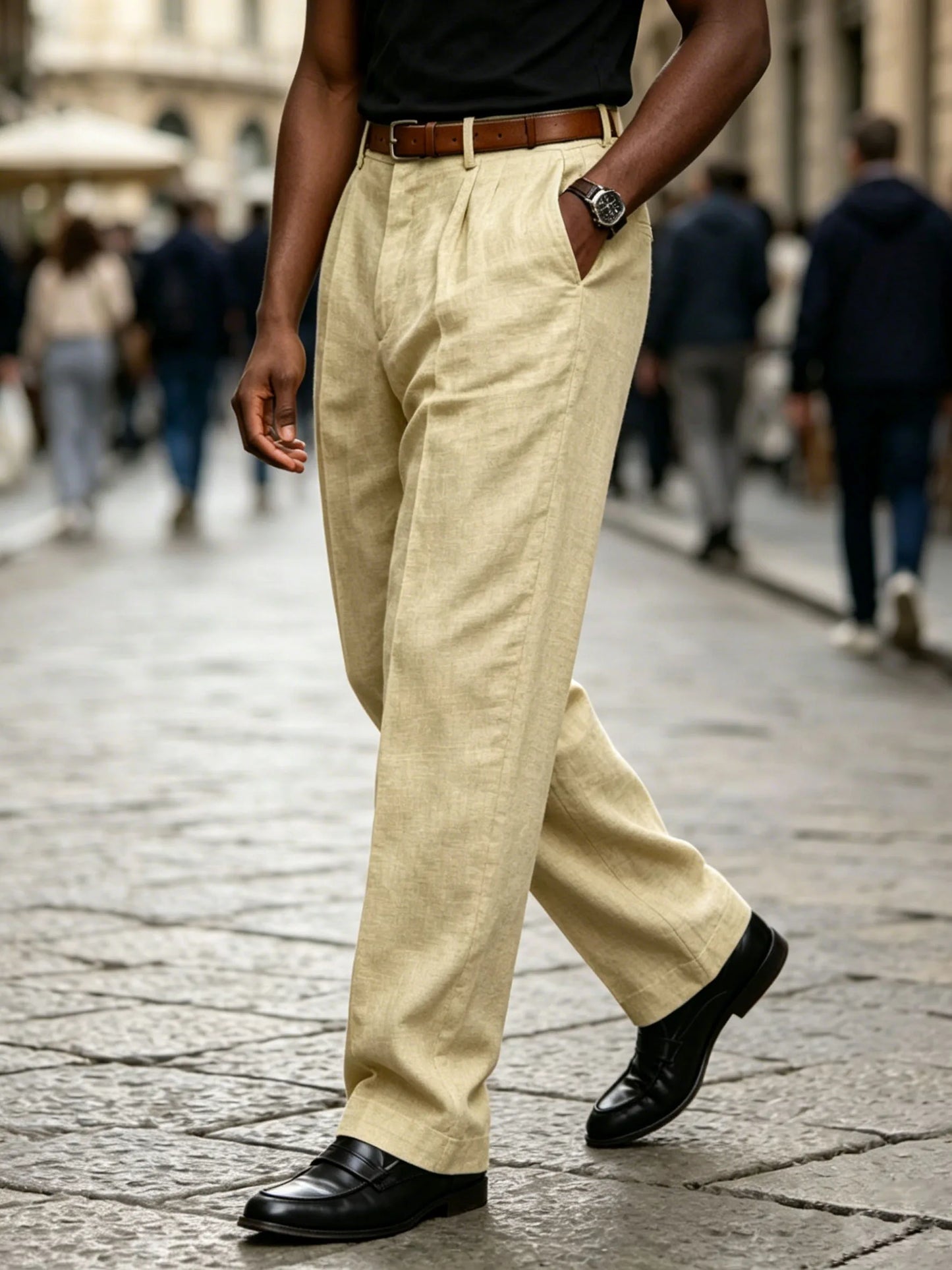 Men's Formal Linen Summer Pants Straight Tube Solid Color Comfortable Breathable Formal Business Fashion Basic Style Trousers