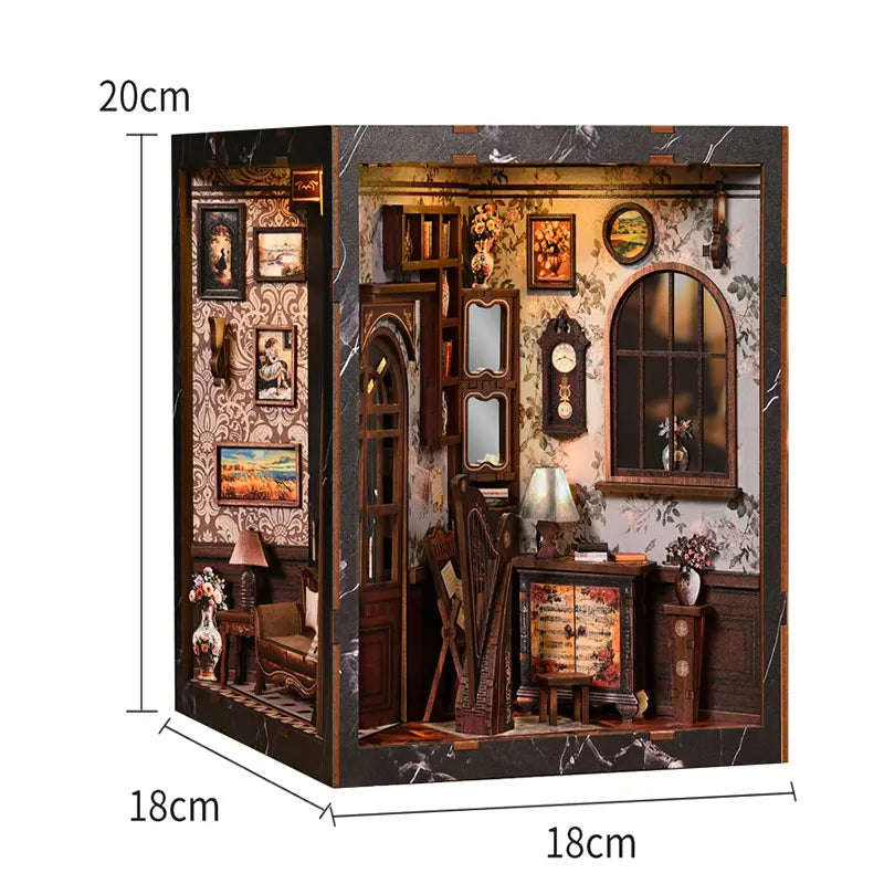 DIY Wooden Puzzles Bookstore Casa Miniatures Bookend Assembled Houses Toys For Friends Birthday Gifts Home Decoration