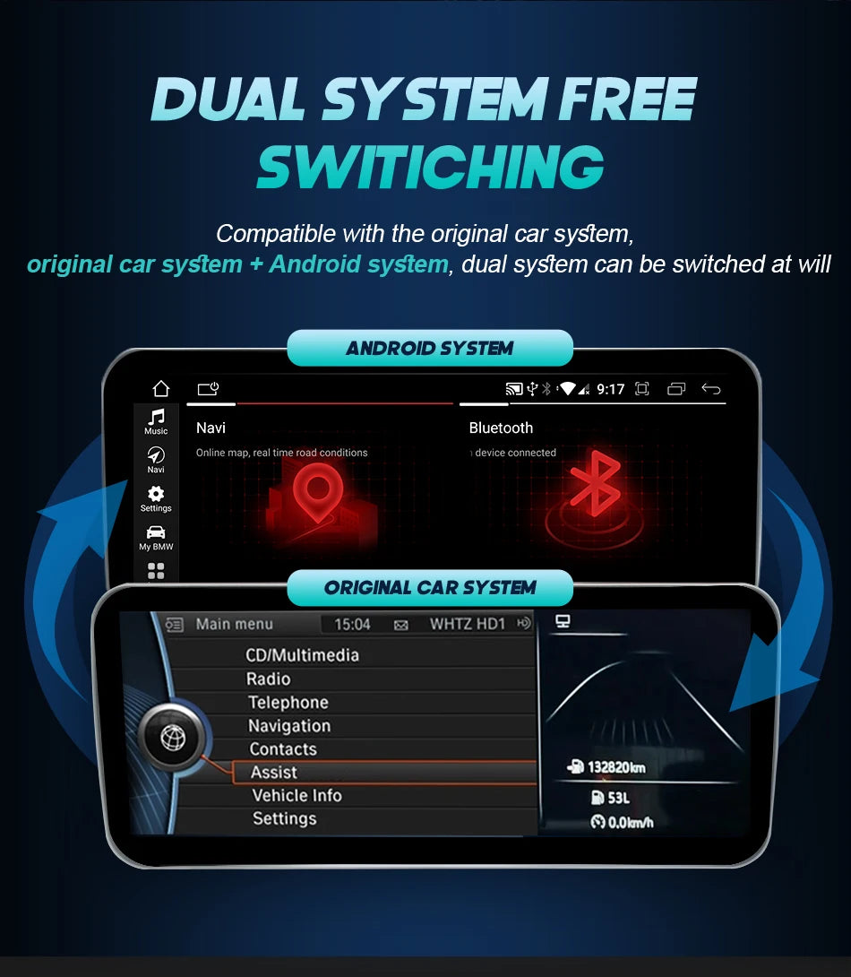 New Android 14 Wireless CarPlay Screen For BMW E60 E61 E62 E63 E90 E91 E92 2005-2012 Car Multimedia Player GPS Radio Navigation