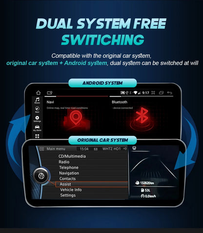 New Android 14 Wireless CarPlay Screen For BMW E60 E61 E62 E63 E90 E91 E92 2005-2012 Car Multimedia Player GPS Radio Navigation