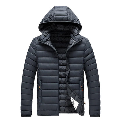 8XL Men's autumn and winter waterproof down jacket, jacket, overcoat, net, hooded casual wear, outdoor wear, hat clothing, men's
