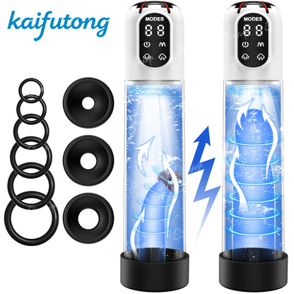 Electric Penis Pump Adult Sex Toys for Men Water Pump Penis Erectile Extender 4 Training 3 Suction Modes 6 Penis Ring 3 Sleeves