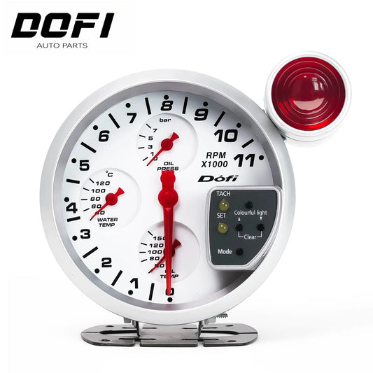 DOFI 5"  4-in-1 Car Gauge Set Tachometer Water Temperature Oil Temperature Oil Pressure Gauges Multifunctional Gauge with Alarm