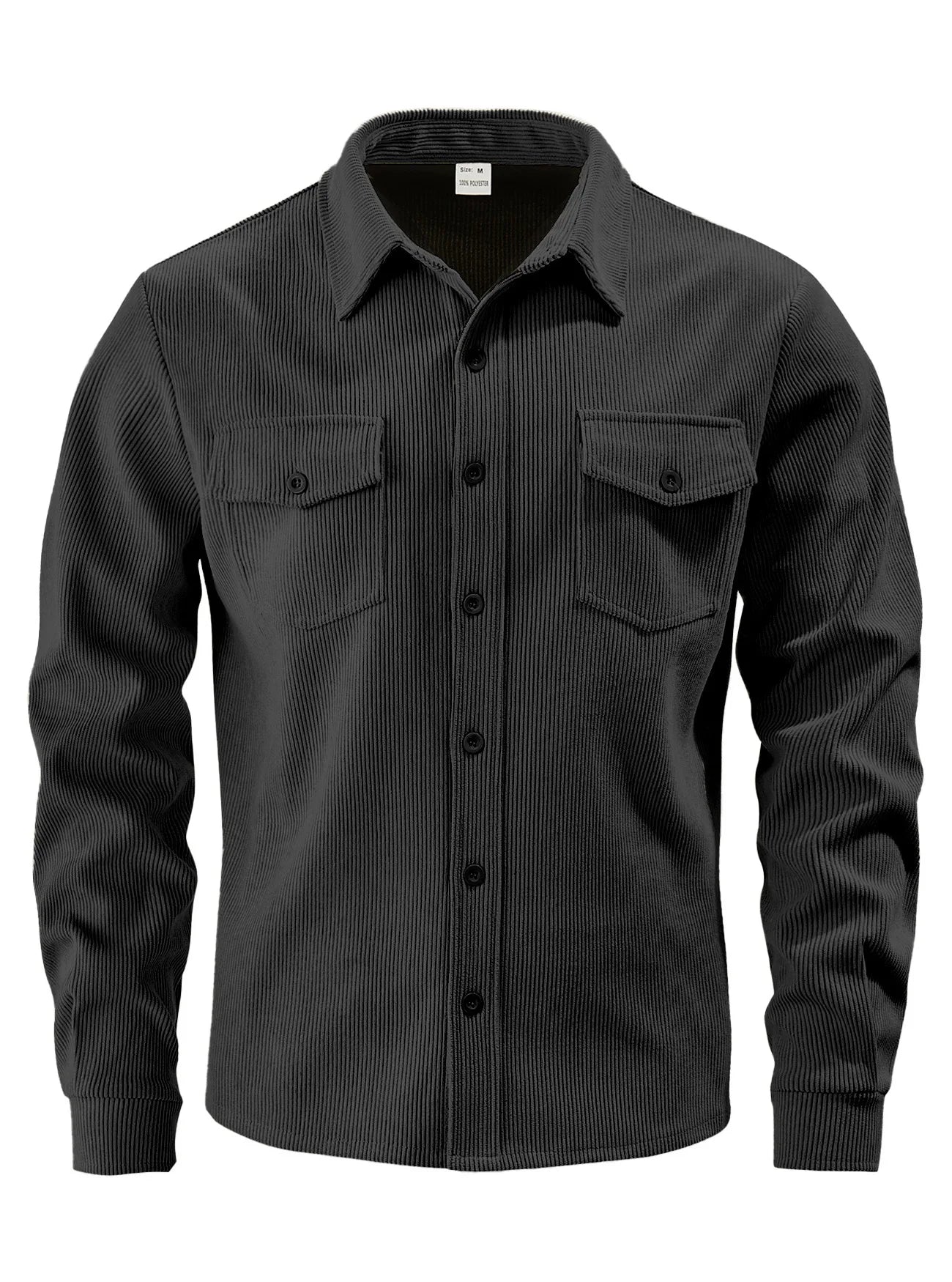 Men's Corduroy Button Down Shirt Casual Long Sleeve Work Shacket with Chest Pockets Fall Winter Fleece Lined Top