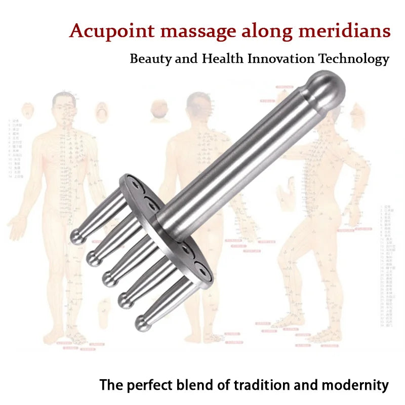 Five-pronged round head Magnetic Fork Magnetic Point Meridian Massage Stick To Dredge Lymphatic Muscle Relaxation