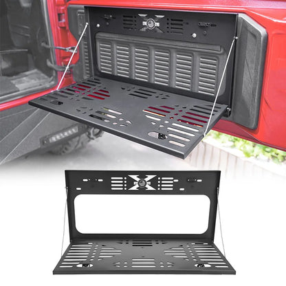 Tailgate Table Black Rear Foldable Shelf Fits for Jeep Wrangler JK JKU JL JLU 2007-2025 2/4 Door, Support up to 75lb Storage Car