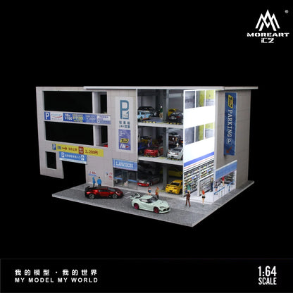Diorama 1/64 Die-Cast Garage Model LED Lighting Street Parking Lot Scene Model Display City Factory Buildings Model Toy AU