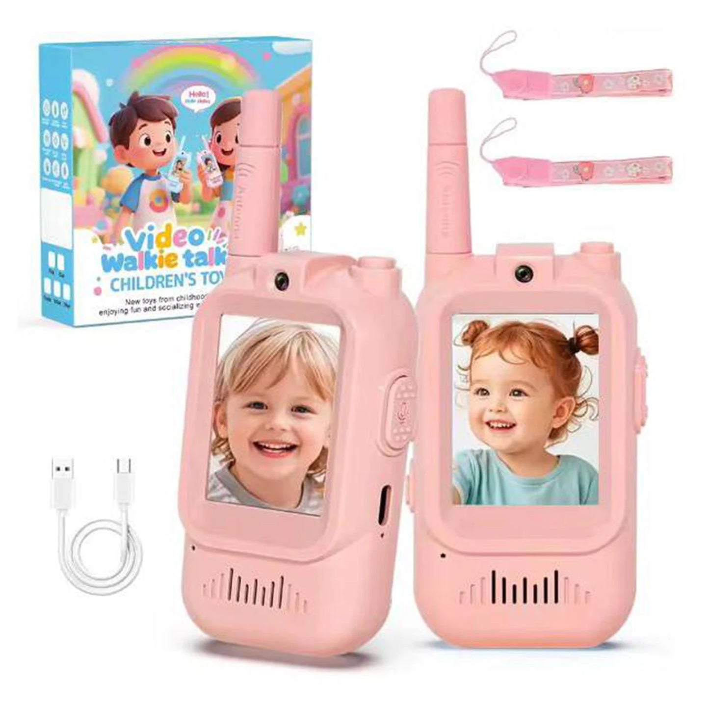 Walkie Talkies 2 Pack Rechargeable Walkie Talkies With HD Camera Voice Changer Talkies for Travel Birthday Ages 3-10 Gfits