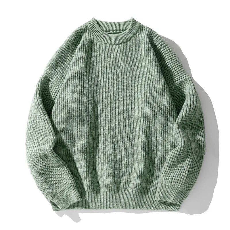 Men's 18oz Heavyweight Chunky Knit Sweater Basic Crew Neck Solid Color Textured Streetwear Winter Thermal Non-Scratch Top