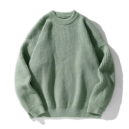 Men's 18oz Heavyweight Chunky Knit Sweater Basic Crew Neck Solid Color Textured Streetwear Winter Thermal Non-Scratch Top