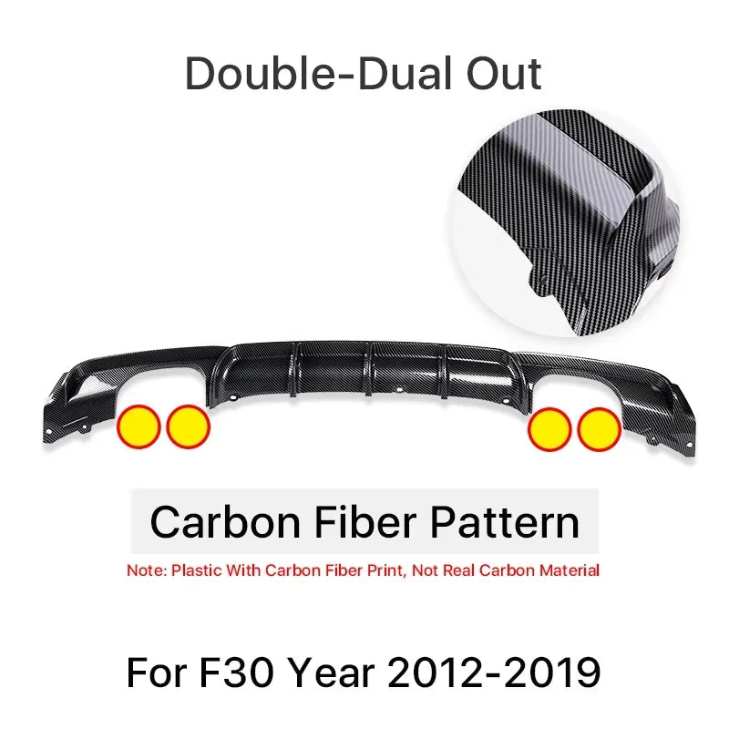 For BMW 3 Series F30 F31 2012-2019 MP Rear Bumper Diffuser LipCarbon M Tech Diffusor Body Kit M Sport Gloss Black 320i 328i